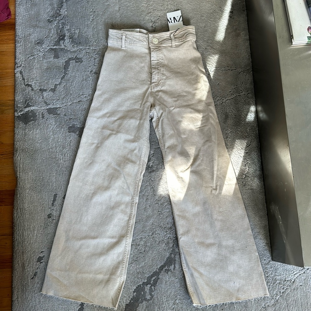 Zara Light Beige Wide Leg Pants